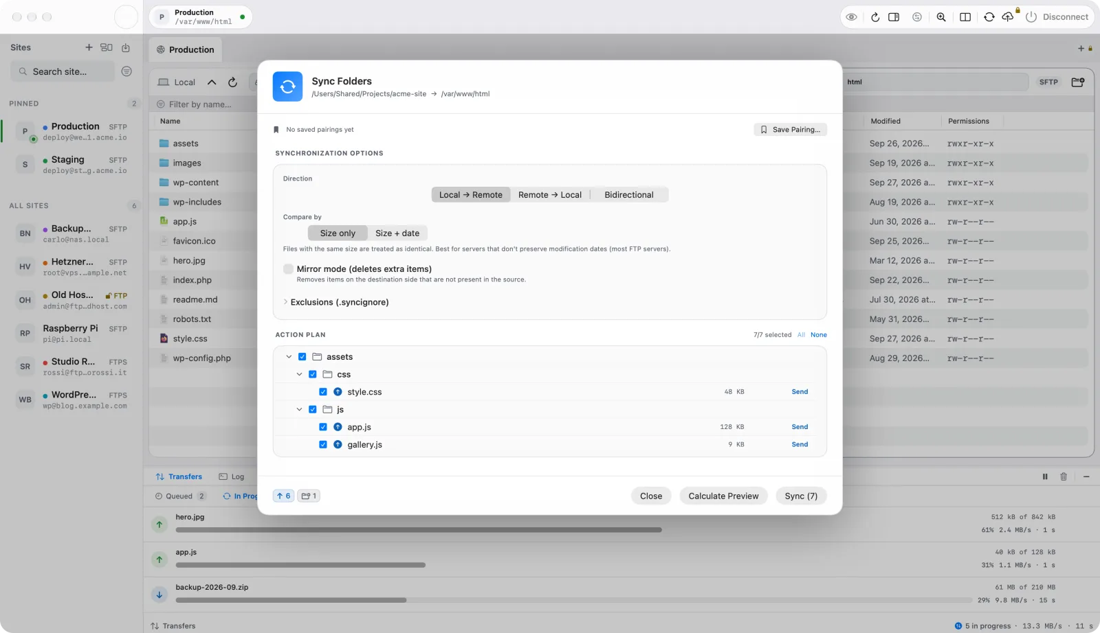 Sync folders without surprises.